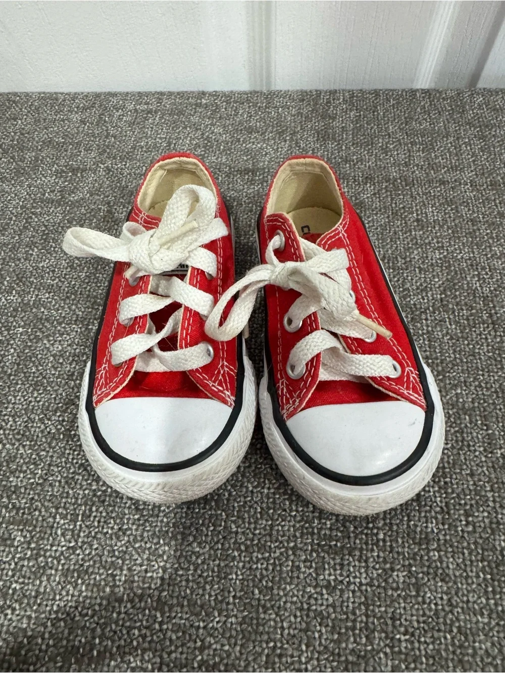Toddler Converse Red Canvas Low-Top Sneakers with White Laces